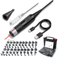 Upgraded USB Red Laser Bore Sight Professional 64 Adapters Kit Fits 0.17 to 12GA