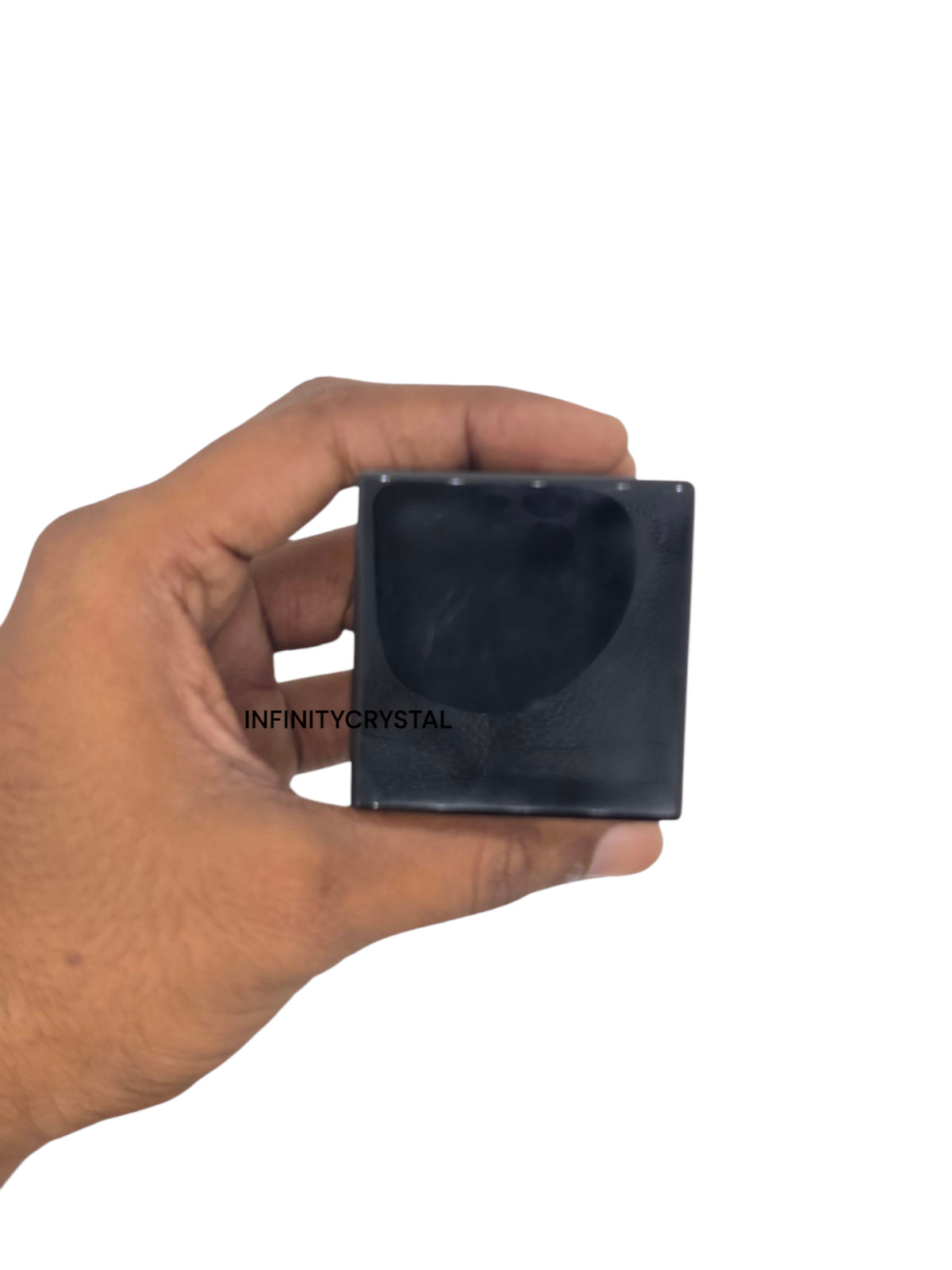 Handmade Obsidian Cube | 55mm Polished Crystal - Zen Desk Meditation Decor Stone