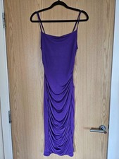 Boohoo purple slinky ruched midi dress