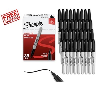 Vivid Black Permanent Markers Fine Tip Set - 36 Count for Artists & Crafters