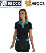 Isacco GREMBIULE TRINIDAD Donna Colletto Turchese Barista Cameriera Bistrot Pub