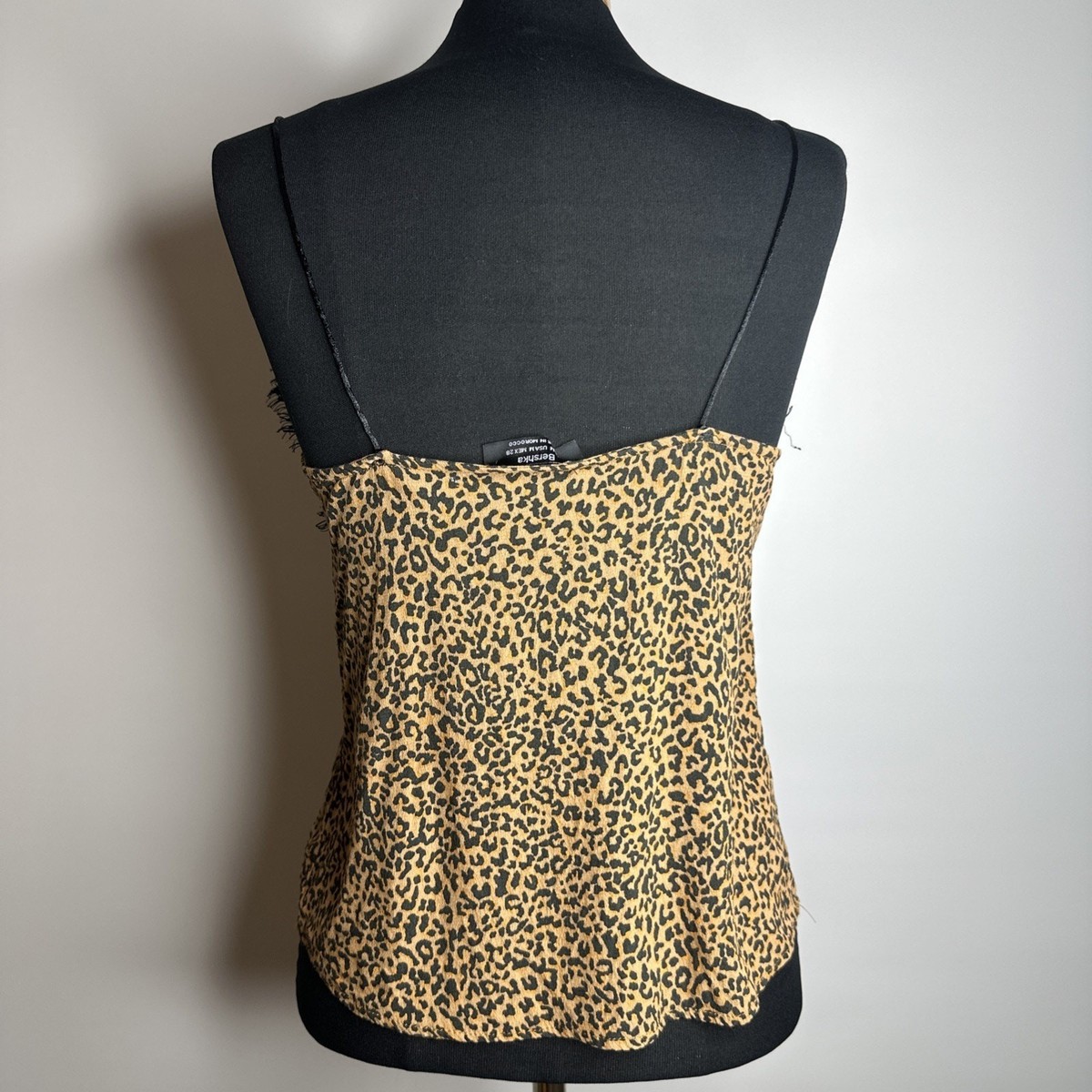 Y2K Tank Top Animal Leopard Print Size M Cami Lace Trim gyaru