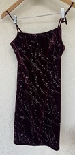 VTG Y2K Stationwagon Burgundy Velvet Floral Dress S Spaghetti Fairy Whimisgoth