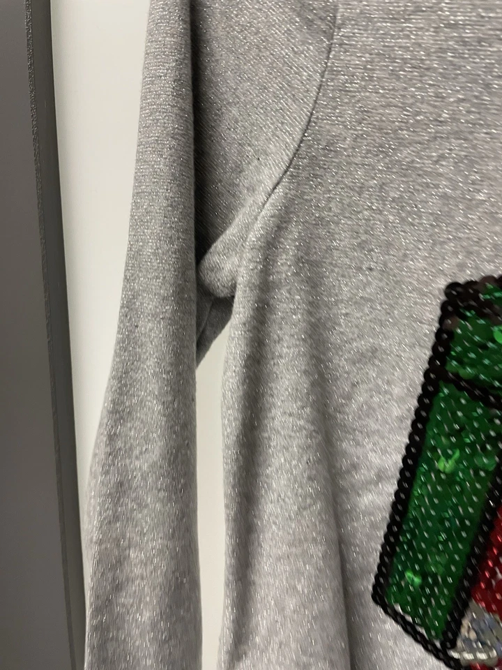 Disney Sequin Gift Ladies Gray Long Sleeve Tee Size Medium  - Image 3 of 4