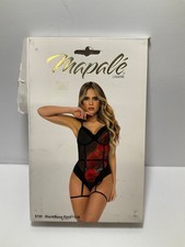 Mapale Lingerie Black Rose Print Teddy 1 Piece