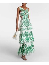 FARM Rio Flower Richelieu Linen Embroidered Midi Dress XS EUC