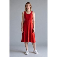 Cynthia Rowley Womens Red Sleeveless A-Line Midi Dress Scoop Neck Stretch Size L