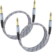 1/4 Inch TRS Instrument Cable 3.3 FT 2-Pack, Quarter Inch Audio Cable, 6.35 Bala