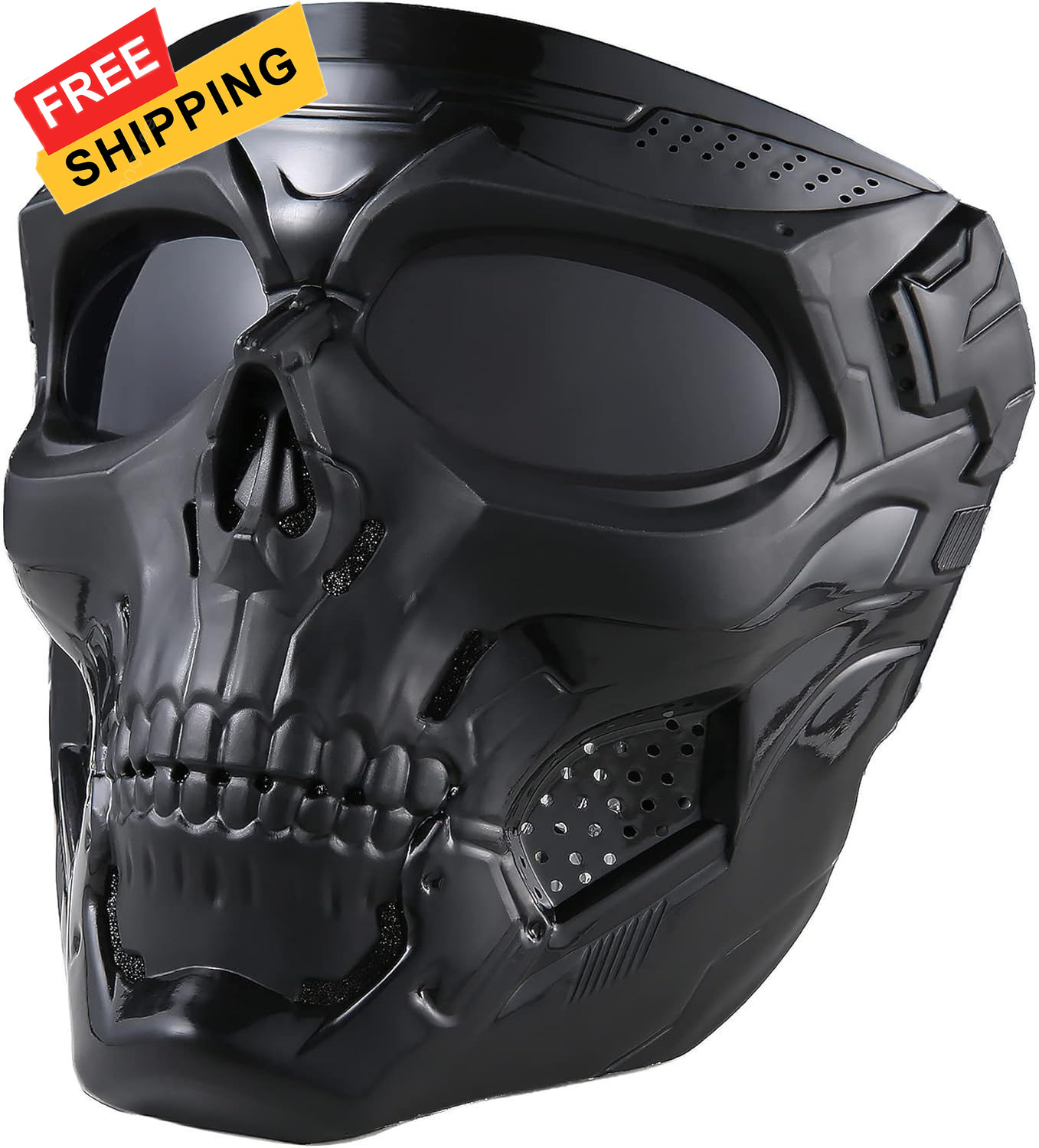 Skull Mask Full Face Tactical Masks for CS Survival Games 19cmx18cm, Black 