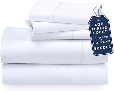 5 Piece Twin Size Sheet Set with 3 Pillowcases, 400 Thread Count 100% Cotton Sat