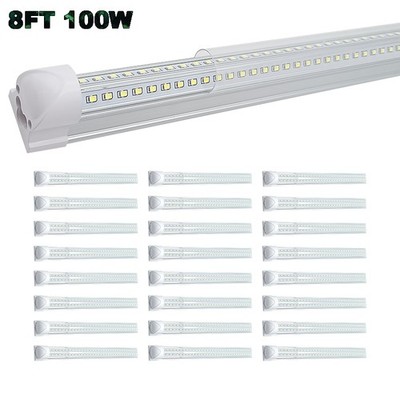 25 Pack 100W 8Ft Led Shop Light Fixture T8 8 Foot Led Tube Light Bulbs 6500K Led