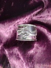 Antique Chinese Export Silver Dragon Napkin Ring, Chased Dragon, Hung Chong