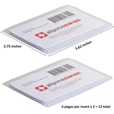 Alpine Swiss Set of 2 Plastic Wallet Inserts 6 Page Card Holder Picture Windows