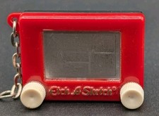 1994 Basic Fun Inc. 2" Red Etch A Sketch Mini Keychain