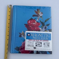 Vintage Blue Magic Magnetic Photo Album 20 Page Photo Album Floral Memory Book