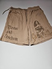 Unisex Letter And Figure Graphic Drawstring Waist Shorts khaki Size M NWT