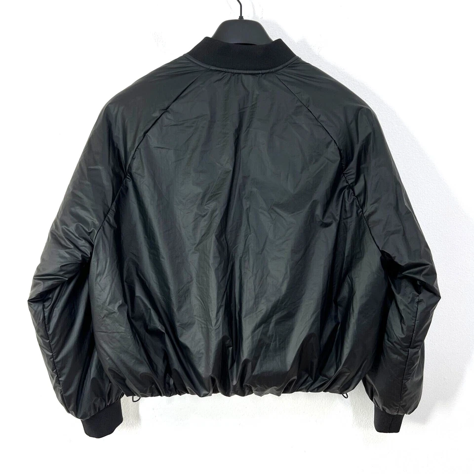 ZARA Oversized Puffer Bomber Jacket Medium Black Cropped Bubble Nylon Streetwear - Image 3 of 4