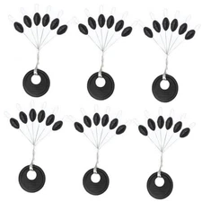 720pcs Fishing Rubber Bobber Stoppers, 6 in 1 Bobber Stops, Black Oval Floats 