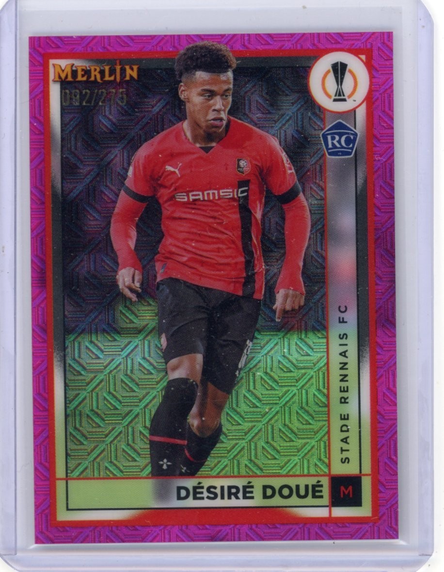 Desire Doue 2022-23 Topps Merlin Pink Mojo Refractor /275 #133 Rookie RC