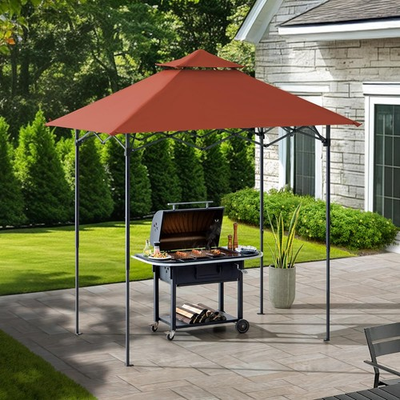 #ad SUNJOY 5 x 8 ft. Grill Gazebo Pop Up Double Tiered Outdoor Gazebo Standing Red $98.89