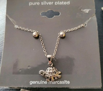 Markasit Silber Schildkröte Anhänger und Ohrringe Neu im Karton von JCPENNEYS