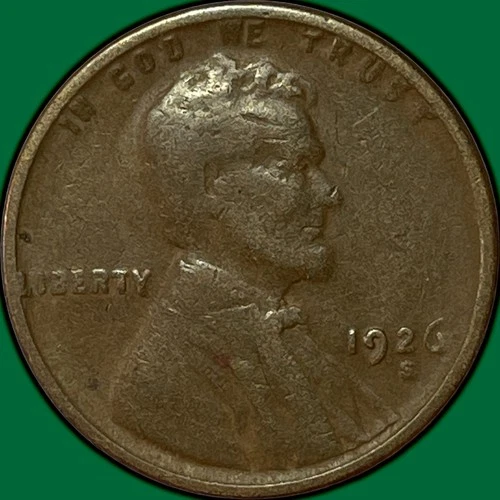 1926-S Lincoln Wheat Cent Fine F Coin #35280