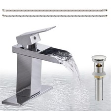 Waterfall Bathroom Faucet,Chrome Single Handle Vanity Faucet,Modern Faucet fo...