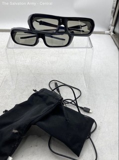 Pair Of 2 Sony Black Rechargeable Active Shutter 3D Glasses With Cable & Case