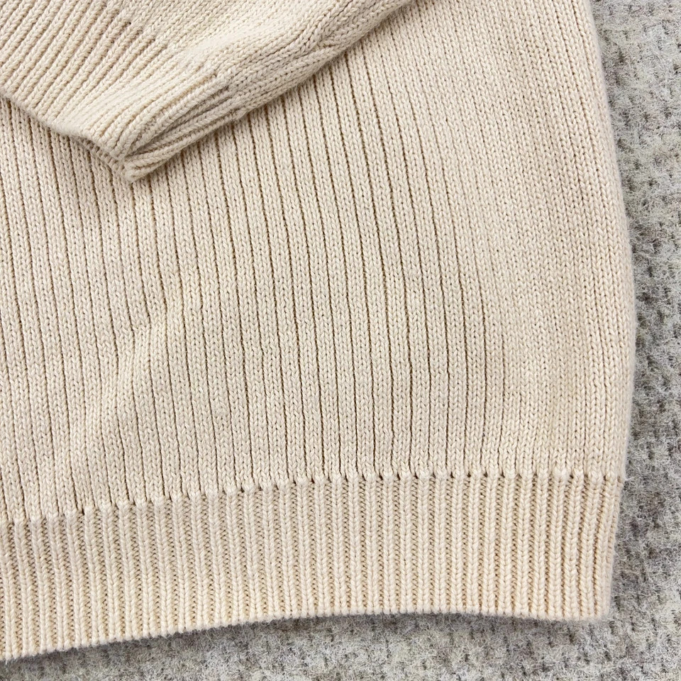 Suéter De Colección Y2K American Eagle Hombres Medio Crema Blanco Grueso Tejido Rayas Foto 4 de 4