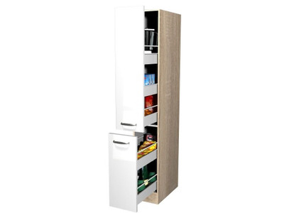 Apothekerschrank Küche - 30 cm breit - Hochglanz Weiß Sonoma Eiche   Valencia
