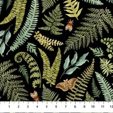 Wild Harvest Fabric - Black Large Ferns -DP27511-99 - Designed by Deborah Edward