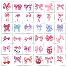 102 PCS Individually Wrapped Pink Bow Temporary Tattoo for kids - Pink Bow