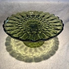 Vintage Avocado Green Anchor Hocking Fairfield Cake Stand