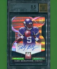 2014 PANINI ELITE TEDDY BRIDGEWATER (GOLD)AUTO-ROOKIE CARD (BGS-8.5-NM-MT+)#7/25