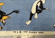 VTG 1997 Sports Looney Tunes Fabric Warner Bros 54 x 44" RARE READ