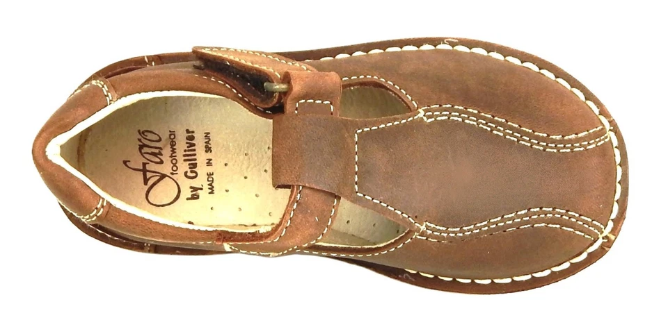 Sapatos escolares DE OSU-FARO -Espanha -Meninas de couro marrom alça em T - Europeu -Tamanho 7 - Imagem 4 de 4