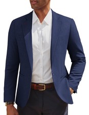 Mens Suit Jacket Casual Sports Blazer Regular Fit Navy Blue M