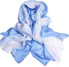 Cotton silk scarf elegant soft wraps shade scarves blue by huriye