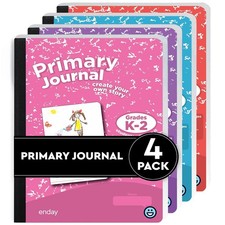 Primary Journal Grades K-2 4 Pack Assorted Colors, Half Page Ruled Primary ...