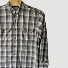 Carhartt Mens Relaxed Fit Plaid Long Sleeve Button Up Shirt XL Tan Brown