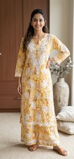Yellow Lucknowi Chikankari 2 pc shalwar kameez lightweight cotton summer Sz M