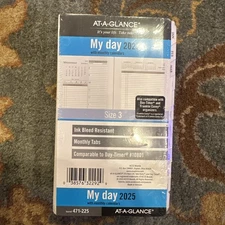 2025 Daily Planner My Day Refill AT-A-GLANCE Size 3 White Tabs 471-225