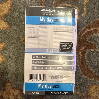 2025 Daily Planner My Day Refill AT-A-GLANCE Size 3 White Tabs 471-225