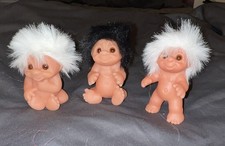 Lot of 3 Vintage Newborn Norfin Babies Dam Troll Dolls 1985 3” Infants