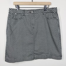 Talbots Gingham Check Stretch Denim Skirt Size 12 Preppy Classic Country Club