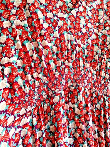 En muy buena condición JIGSAW Talla L 14 Floral Ditsy Jersey Vestido de Té Mangas Cortas Flutter Drapeado - Imagen 4 de 8