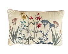Embroidered Floral Lumbar Throw Pillow Wildflower Cottagecore 11x17 Boho CLEAN