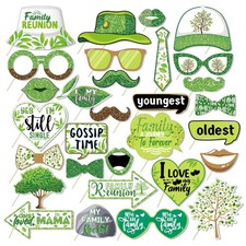 30 PCS Family Reunion Photo Booth Props with Stick Gathering Birthday Theme Set