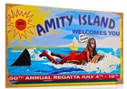 Jaws Amity Island Welcomes you shark Billboard Vintage Look Retro Metal Tin Sign