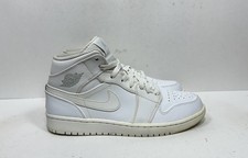 Nike Jordan 1 Retro Mid White Pure Platinum Shoes 554724-104 Men’s Size 8.5